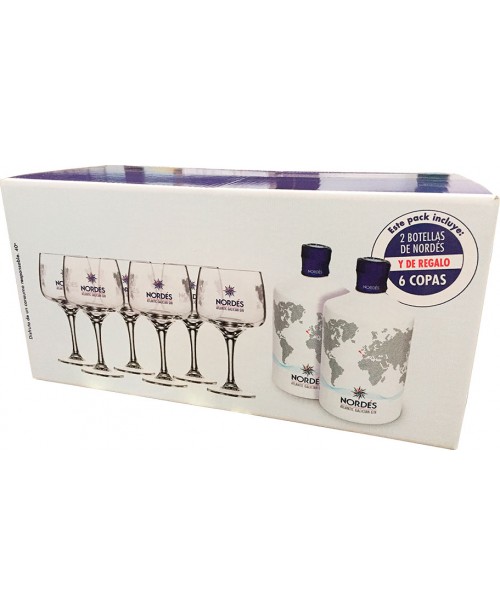 Nordes Atlantic Galician Gin Pachet cu 6 Pahare si 2 Sticle 0.7L Top Nordes Atlantic Galician Gin Pachet cu 6 Pahare si 2 Sticle 0.7L Top
