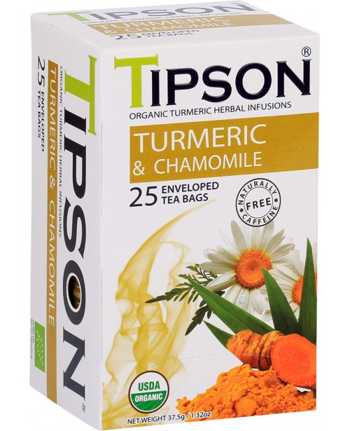 Ceai Tipson Organic Turmeric & Chamomile 25 Pliculete