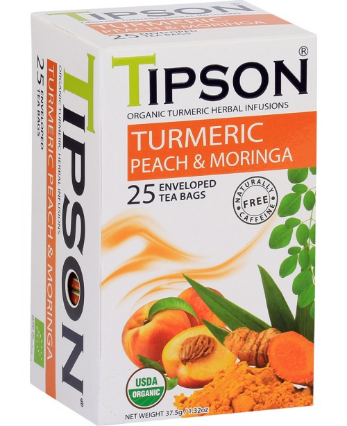 Ceai Tipson Turmenic Peach & Moringa 25 Pliculete